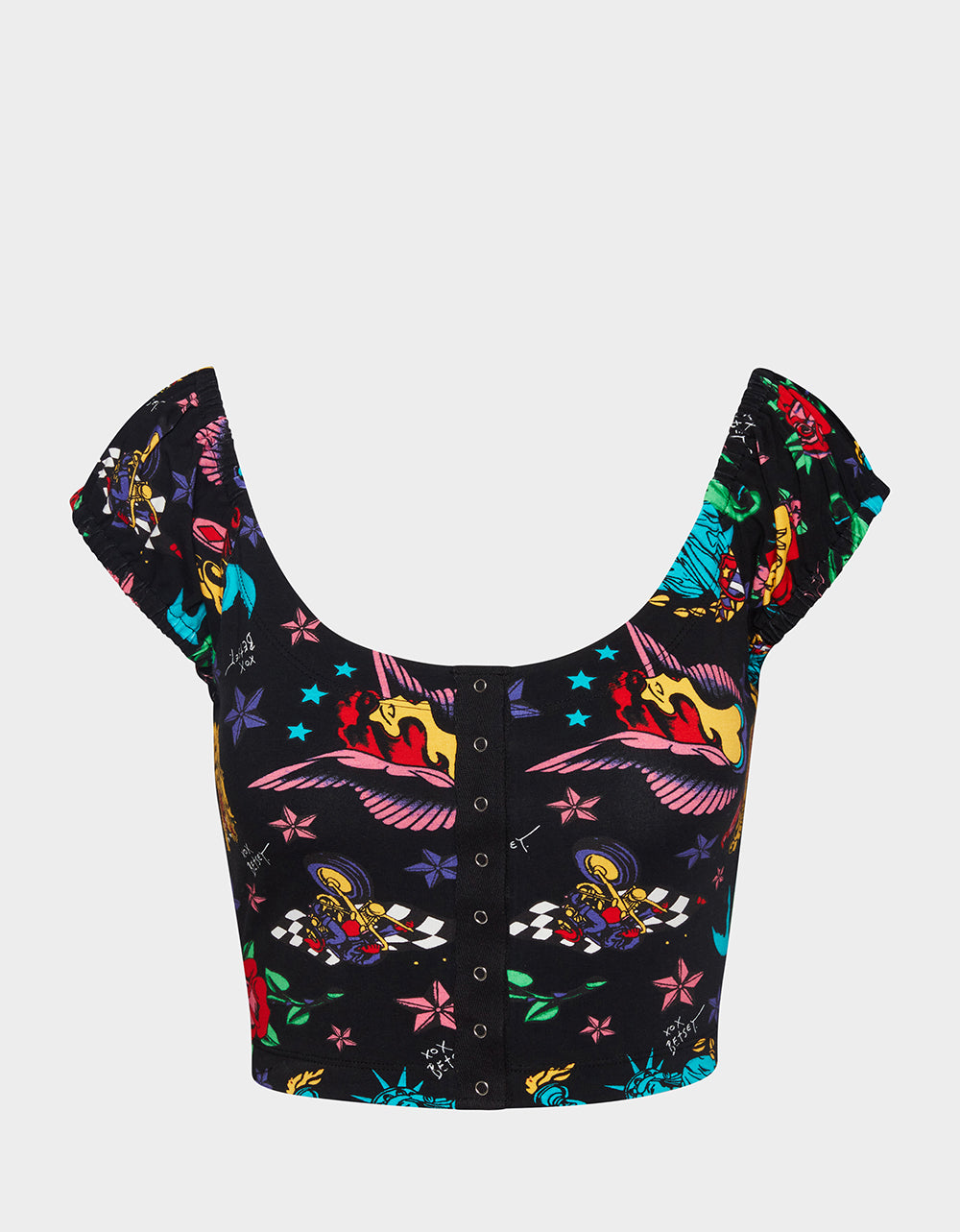 80TH BASH CROPPED PUFF SLEEVE TOP TATTOO | RE:LUV - Image 2