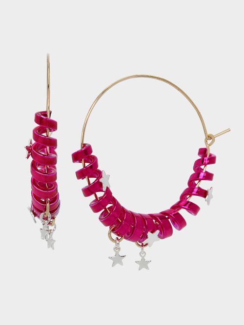 BETSEYS HOLIDAY COIL HOOP EARRINGS PINK
