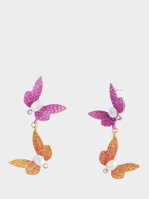 GARDEN GLAM DRAGONFLY DOUBLE DROP EARRINGS MULTI
