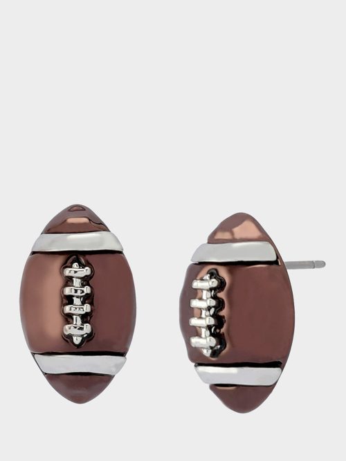 FOOTBALL STUD EARRING BROWN