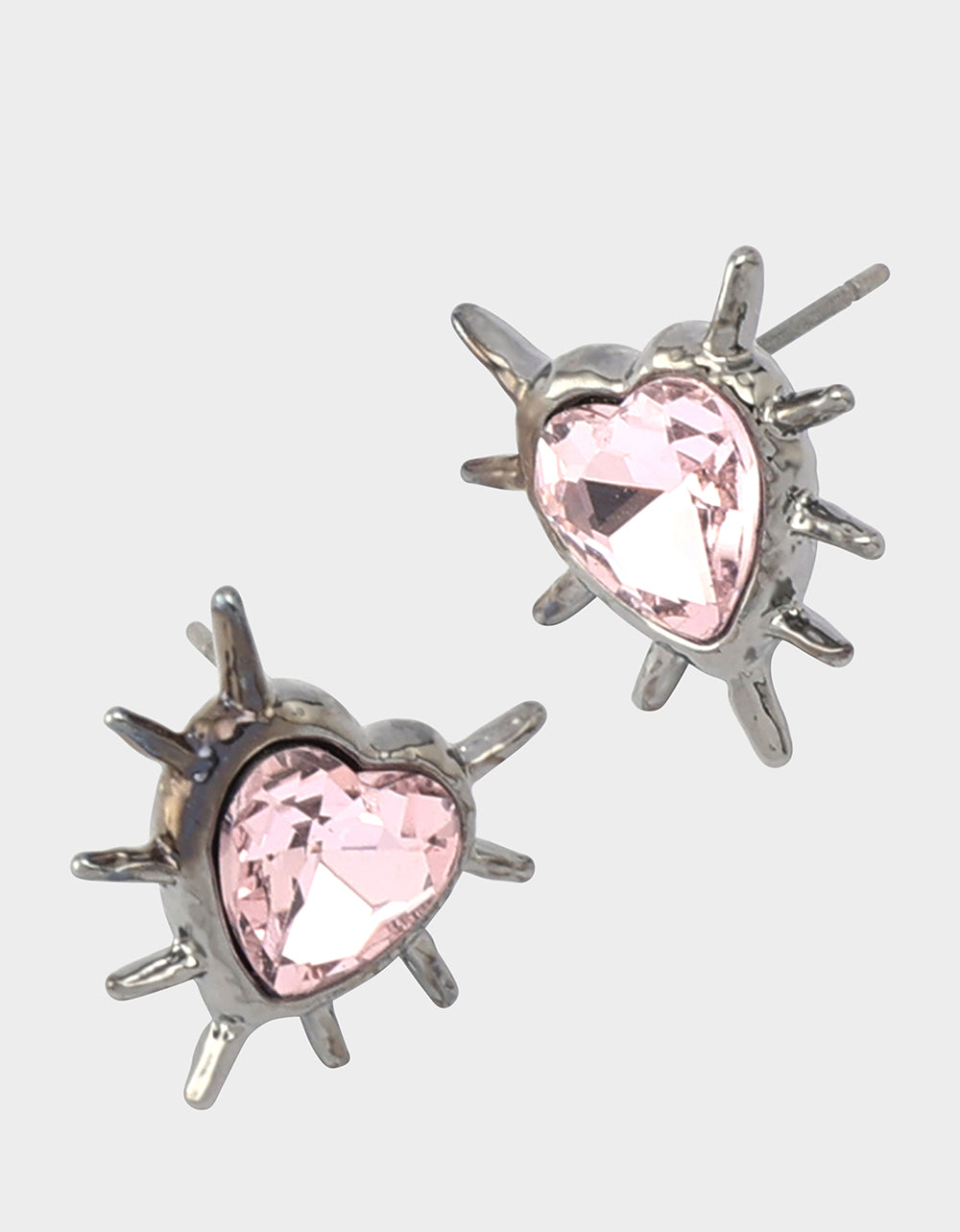 SPIKY HEART STUD EARRINGS PINK - Image 2
