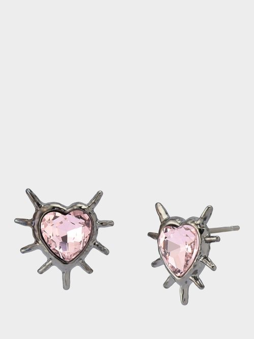 SPIKY HEART STUD EARRINGS PINK