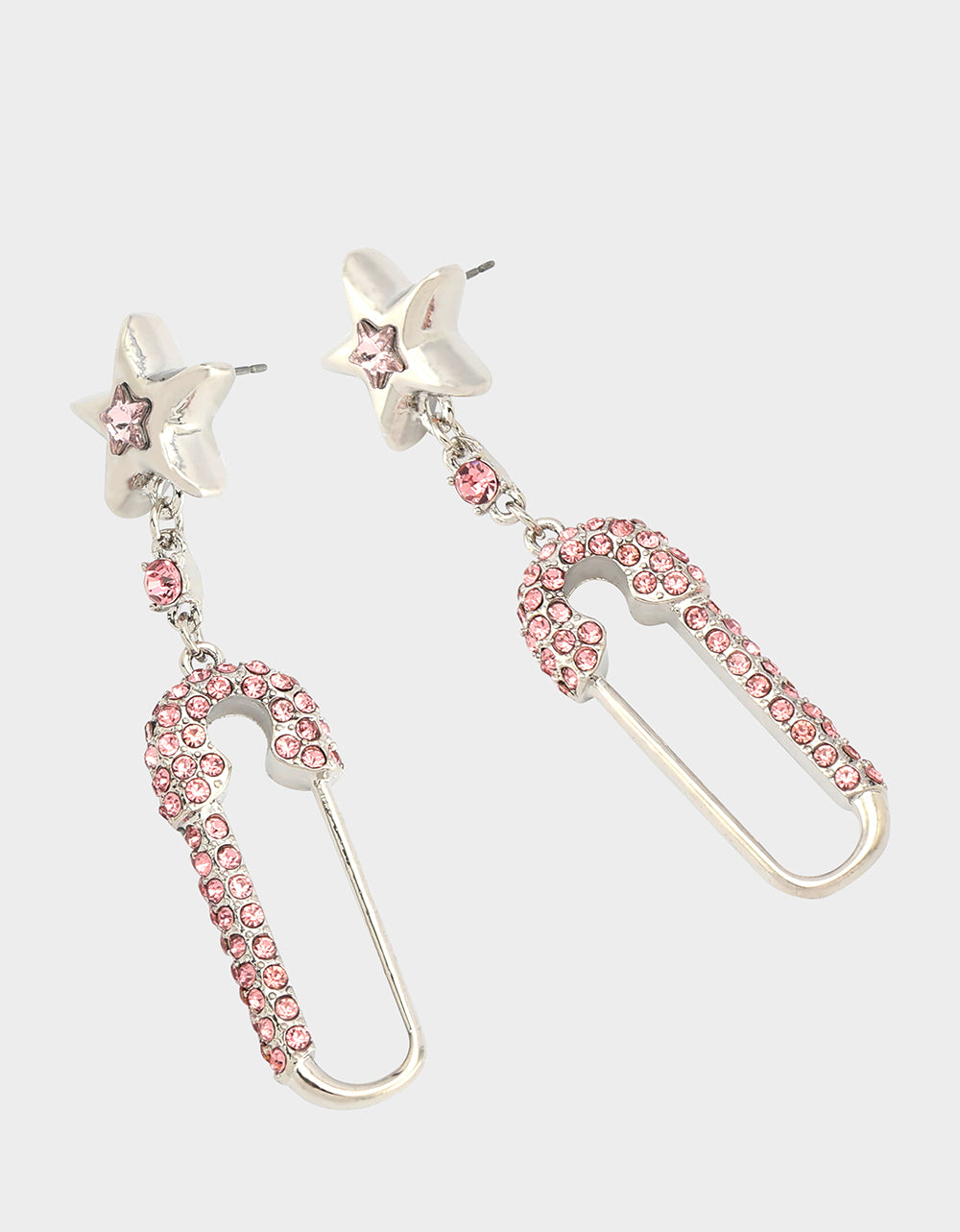 SAFTY PIN STAR DROP EARRINGS PINK - Image 2