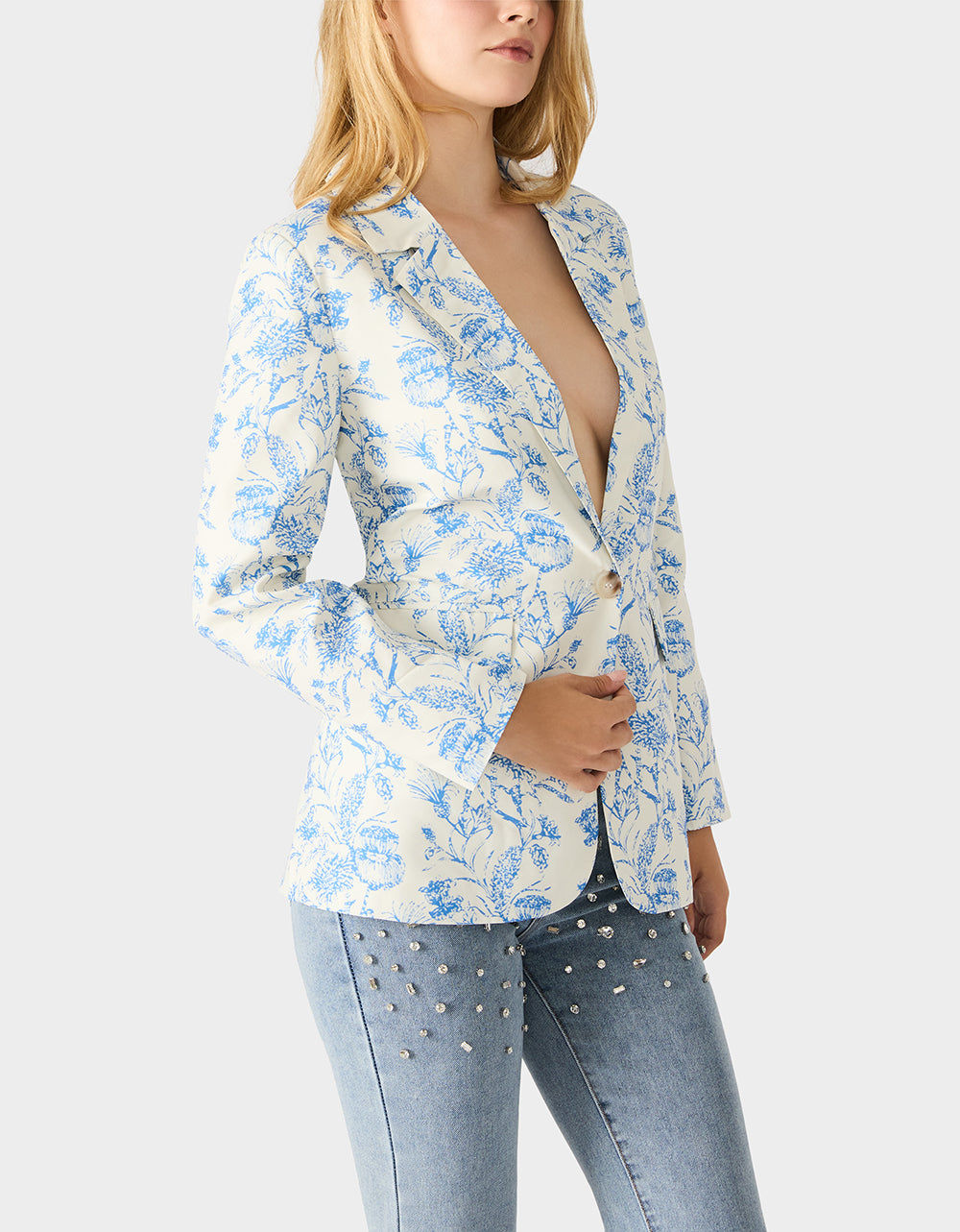 BOYFRIEND BLUE FLORAL BLAZER BLUE - Image 3
