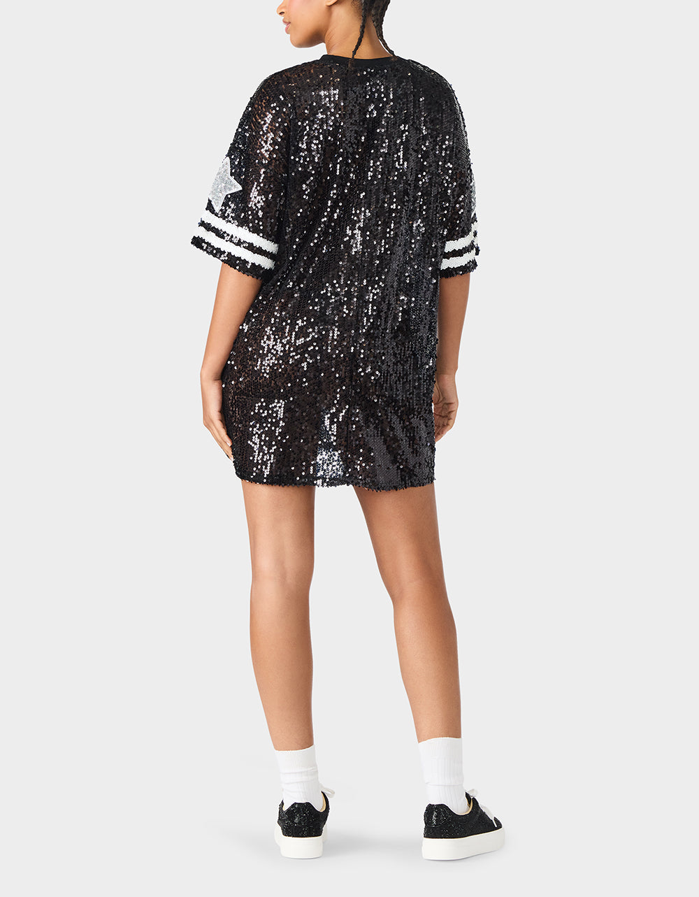 GAME DAY JERSEY SEQUIN DRESS BLACK - Image 4