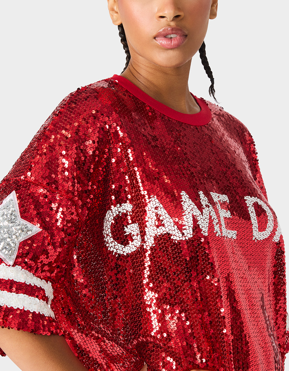 GAME DAY JERSEY SEQUIN DRESS RED - Image 5