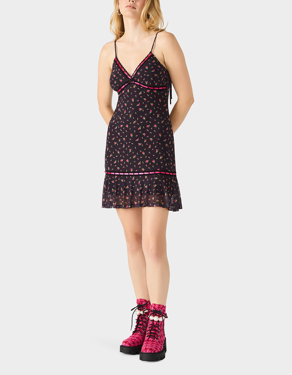 BETSEY'S ARCHIVE ROSEBUD SLIP DRESS BLACK - Image 3