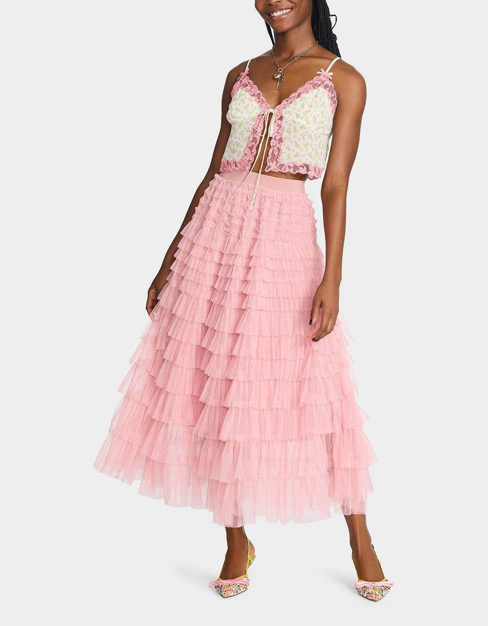 COLETTE TULLE MAXI SKIRT PINK - Image 4