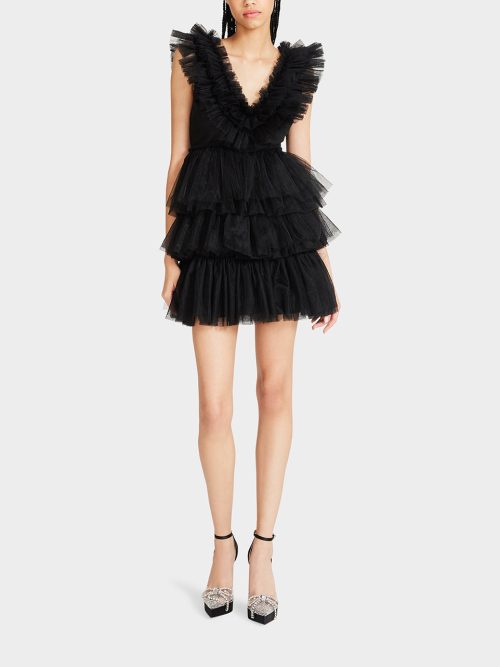 BETSEYS TIERED TULLE DRESS BLACK